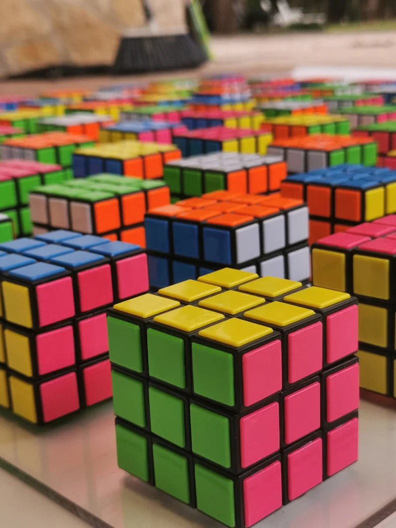 Unique Rubiks Cube wall art. © Magic cube puzzle wall piece. Original retro vintage toy Rubik cube art piece. 80s nostalgia puzzle picture.
