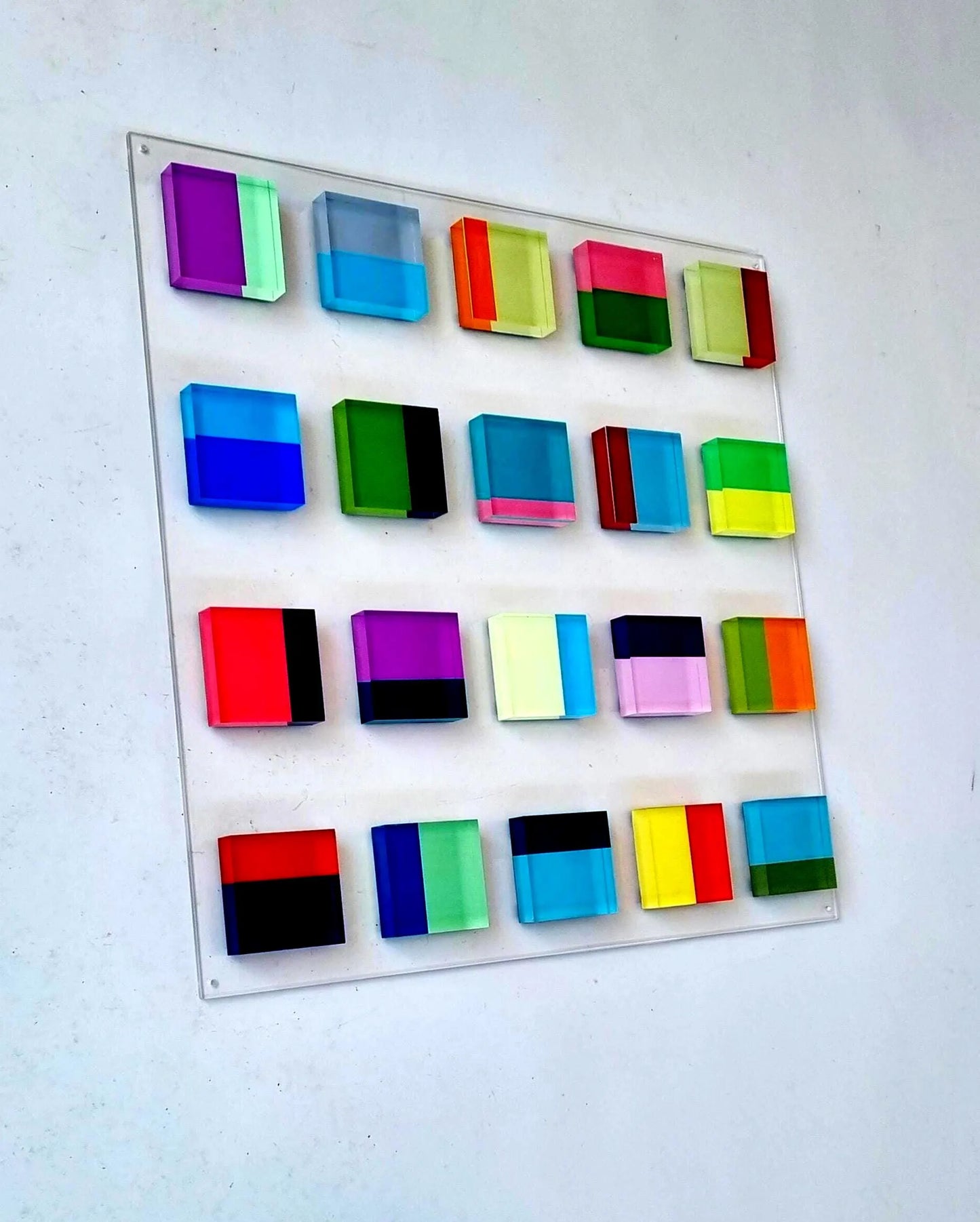 Hand-Painted Acrylic Block Wall Art: Geometric Modern Decor