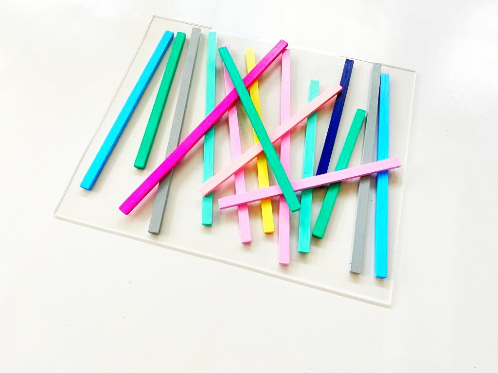 Wood wall art, Wooden Stick wall decor, wood strip sculpture. Modern art, wood panel art. Wooden slats. Hand painted in happy joyful colors.