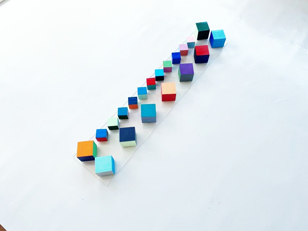 Wood art, Rectangular, large, long and narrow wall art. It can be hung vertically or horizontally. Sculpture art. Happy and colorful art ©