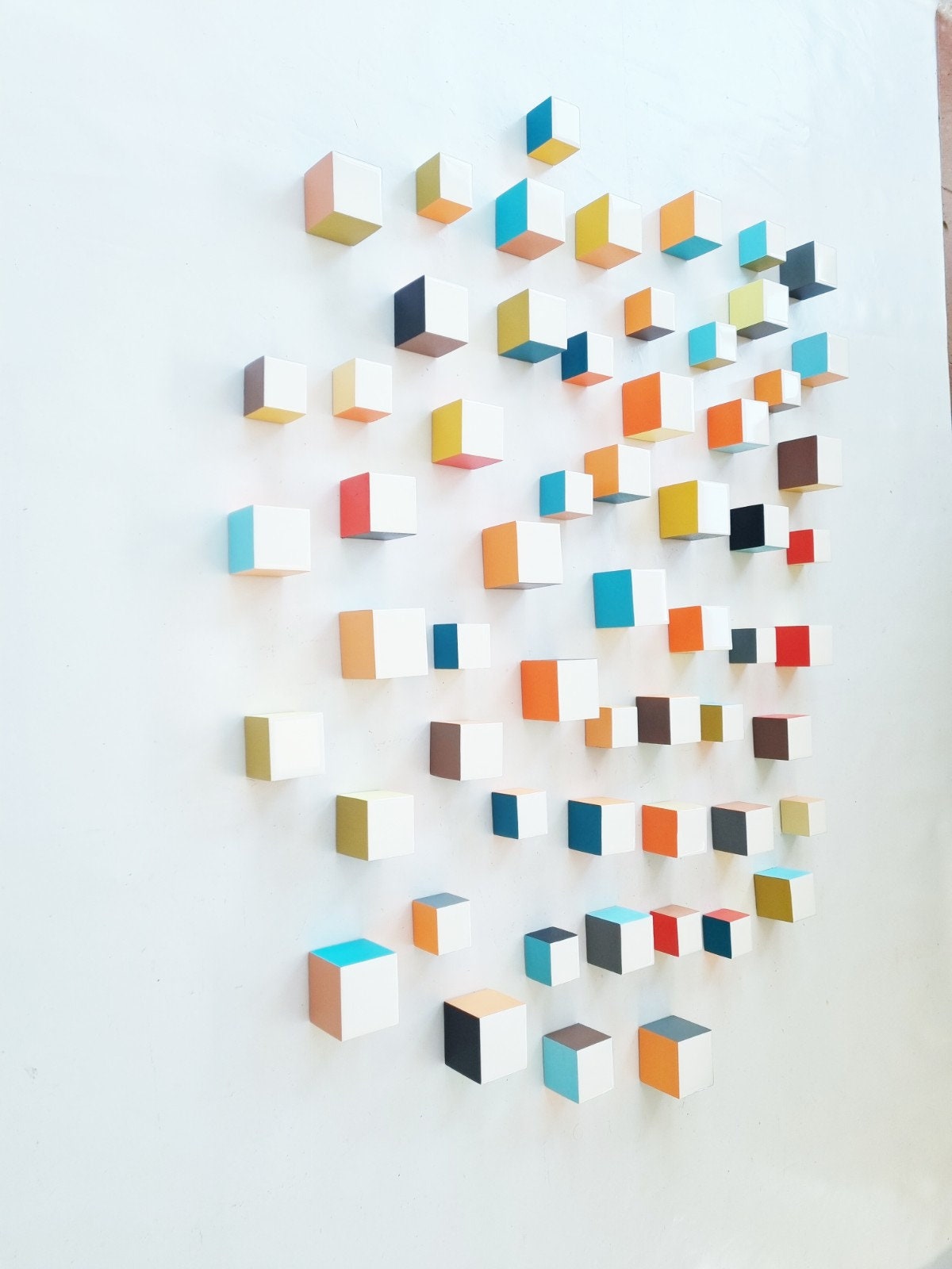 3d installation. Wood wall art. Wood sculpture 3d art. Resin finish on top face. You can choose the number of wood cubes and sizes©