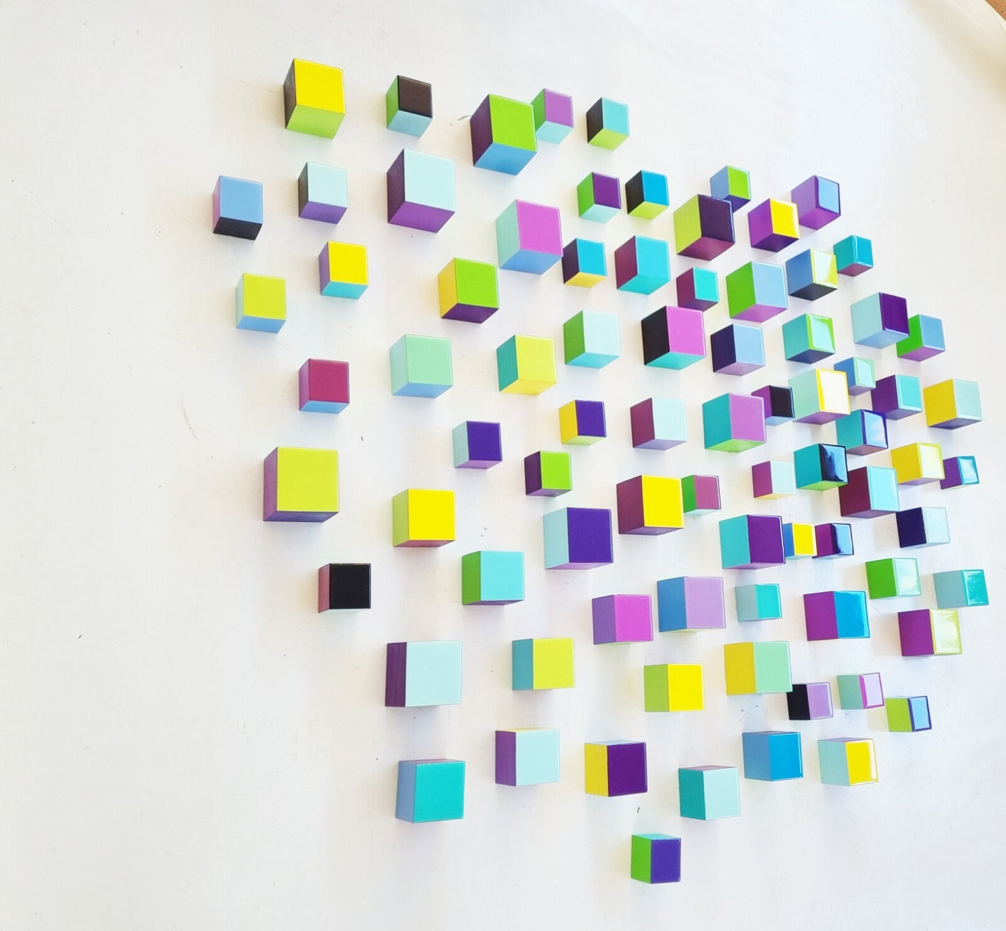 Set of blocks, hand painted colored wooden cubes with high quality,shiny epoxy resin front face. You can choose the number of wood cubes ©