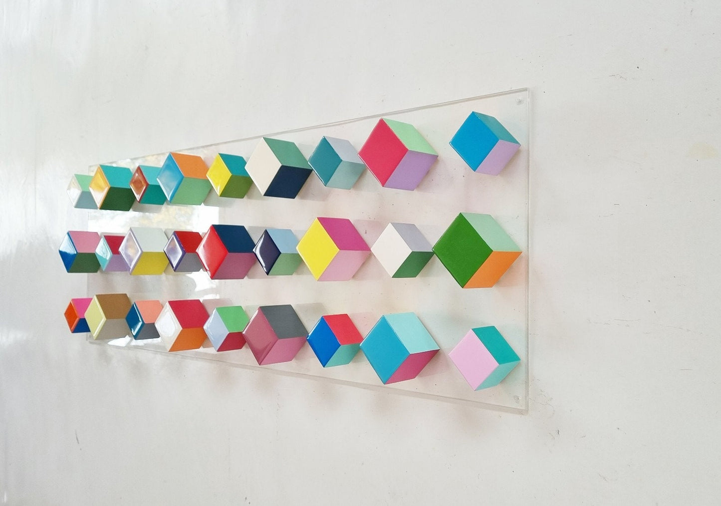 Wooden art, long and narrow 3d art. Bring color and fun to your space with this unique and original artwork. Resin on top face.©