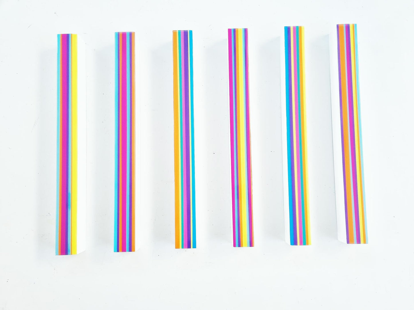 Hand painted large and colorful wooden beams with glossy epoxy resin. Modern decor. Geometric wood sculpture. Bright color 3D block art.