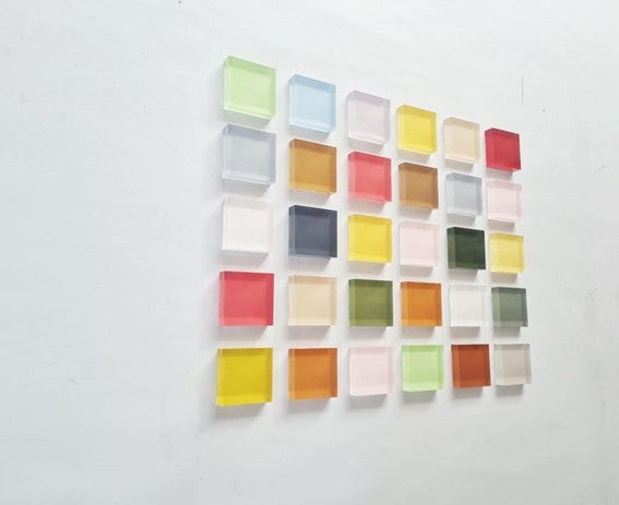 Pack of Hand-painted acrylic wall Tiles - 3D Block Wall Art - Soft, neutral, natural and pastel colors - Choose number, size and color of blocks