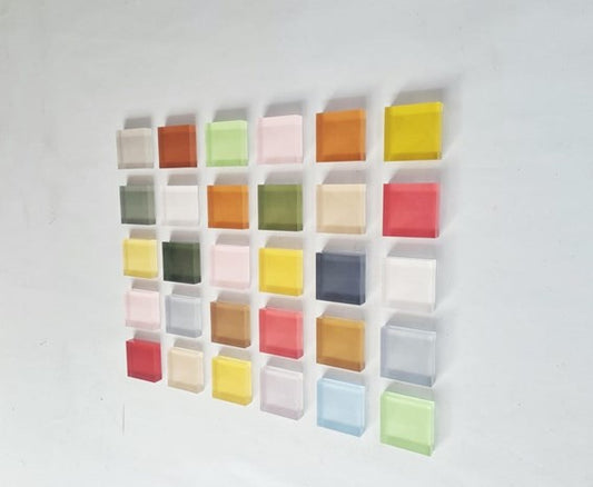Pack of Hand-painted acrylic wall Tiles - 3D Block Wall Art - Soft, neutral, natural and pastel colors - Choose number, size and color of blocks