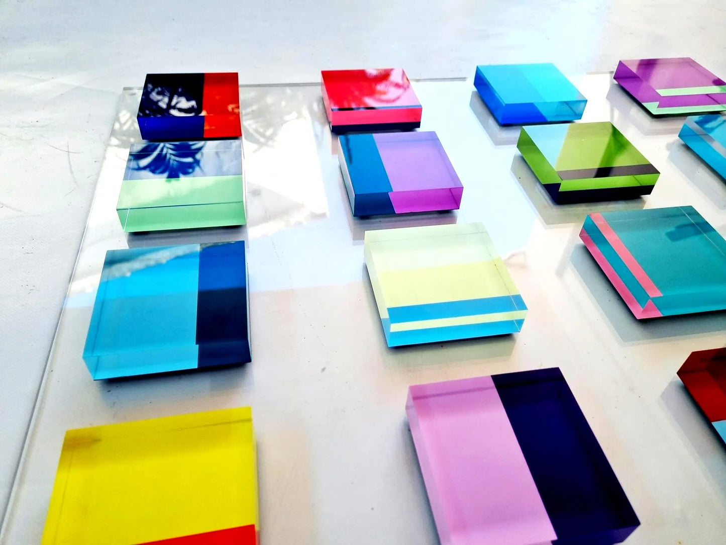 Hand-Painted Acrylic Block Wall Art: Geometric Modern Decor