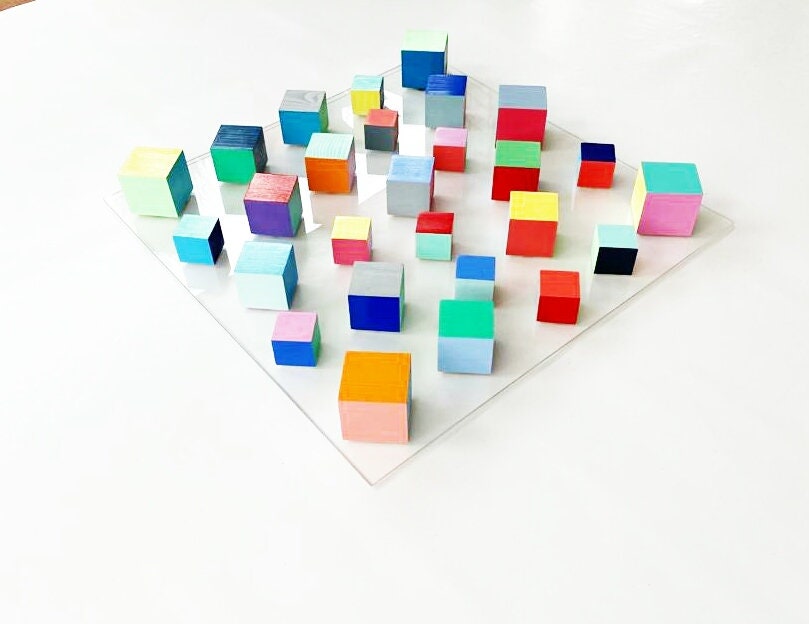 Wood wall art, abstract and modern 3D sculpture. Home decor wall art, Colorful and bold cubes. Geometric wood art.  Wall hanging wooden art©