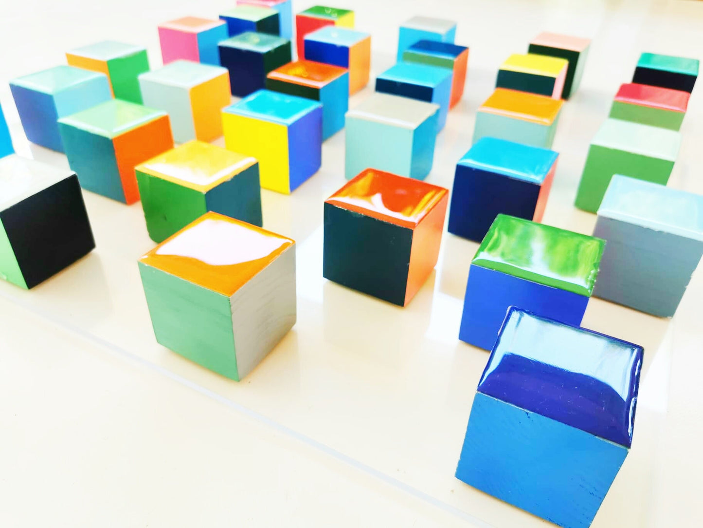 Wood wall art with shiny, bright resin finish on top. Multicolored, colorful wall decor, modern wall art, 3D wall sculpture, Geometric art ©