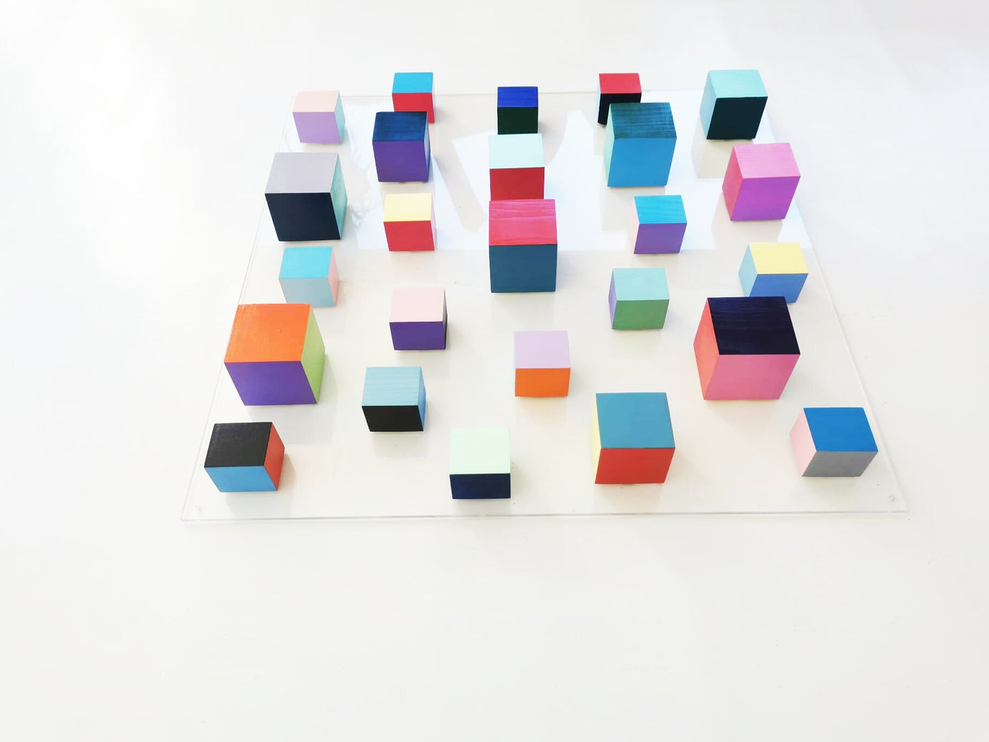 Wood wall art in bold colors, Wood art wall hanging, happy 3d art i. Modern wood sculpture. Geometric wall art. © Wooden wall decor.
