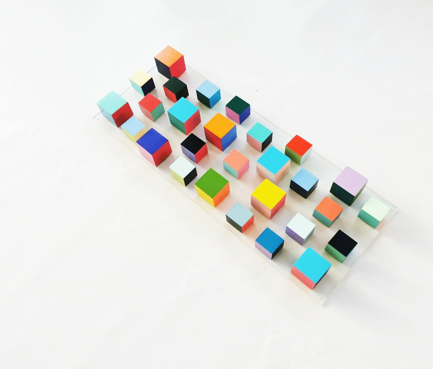 Wood wall art, Sculpture 3D art, modern cube art, Ideal present for any occasion, Geometric design in happy and bold colors, Floating wall ©