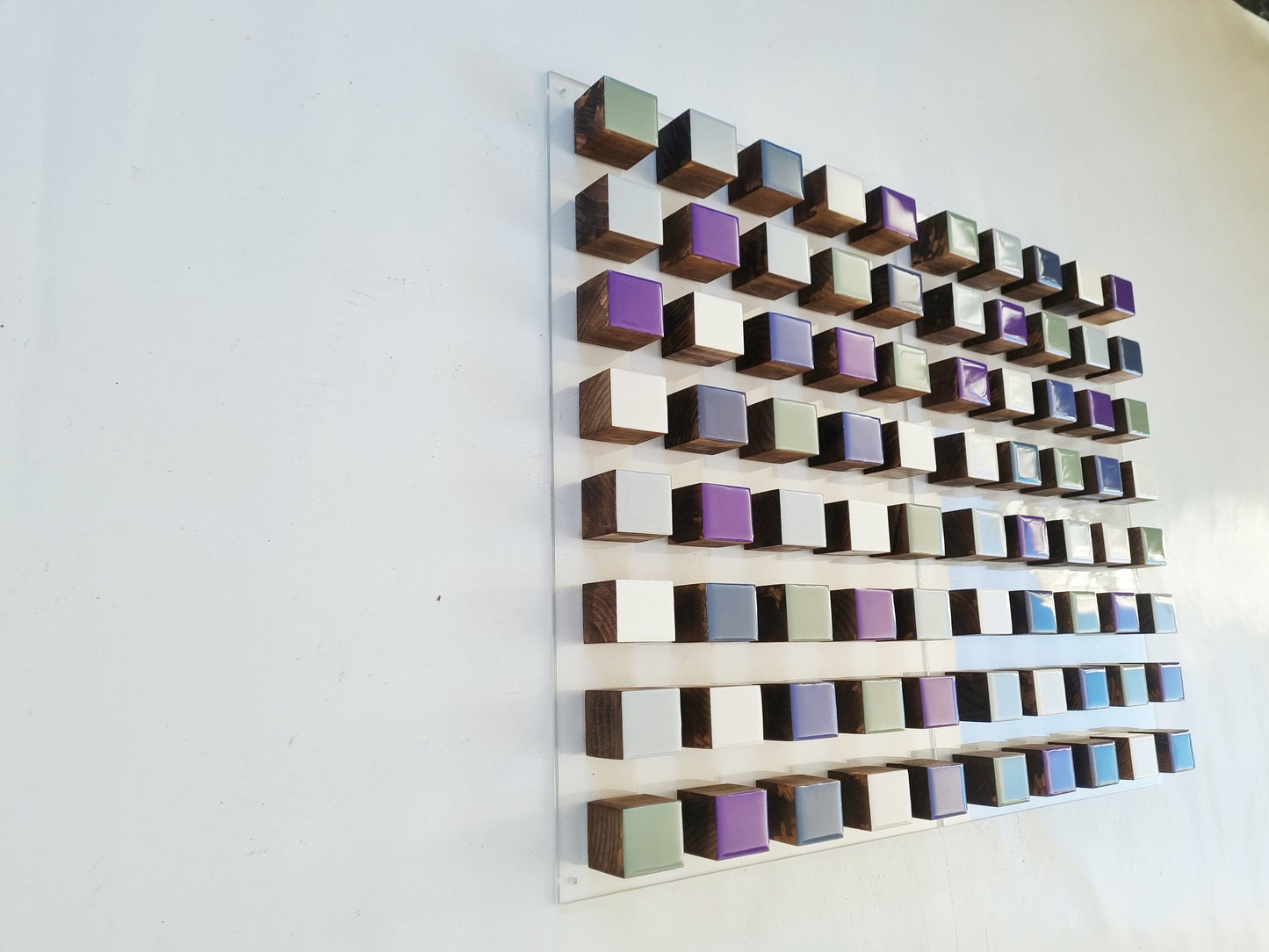 Wood wall art. wood cubes with resin on top. 3d art. © Unique design for a modern home, office decor. Corporate 3d wall art, wall sculpture