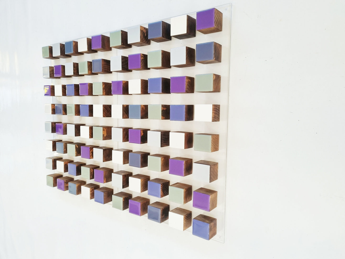 Wood wall art. wood cubes with resin on top. 3d art. © Unique design for a modern home, office decor. Corporate 3d wall art, wall sculpture