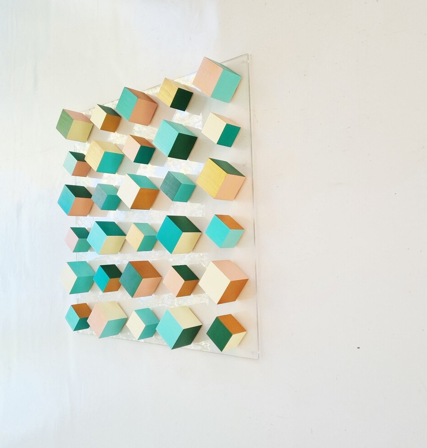 Abstract wood wall art, Geometric Block art, Sculpture wall decor, Modern decoration, 3d art, Floating Wall decor hanging©