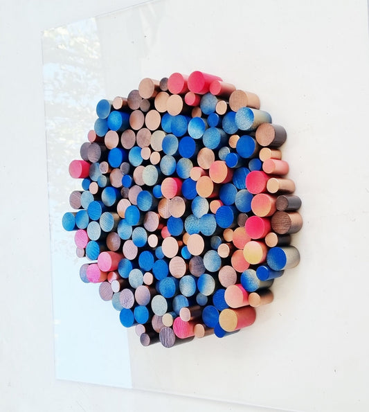 Wood wall art, Circle wood art, Dowel art. Circular Sculpture wooden art. 3 D art. Modern and fun decorations for any space in your home. ©