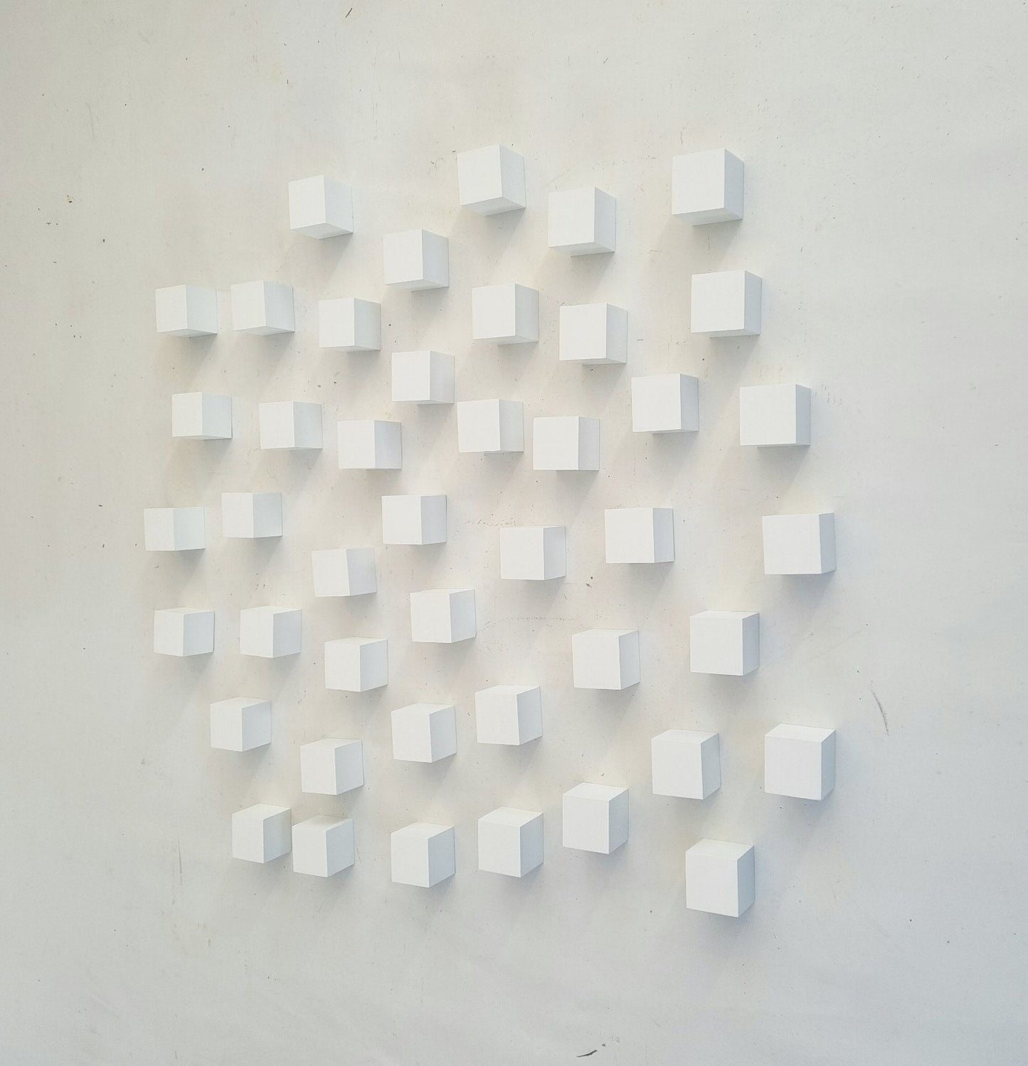 White blocks, minimalist wood wall art, Modern art 3d installation, white wood cubes, © You can choose the number of wood cubes and sizes