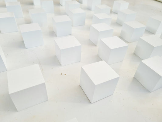 White blocks, minimalist wood wall art, Modern art 3d installation, white wood cubes, © You can choose the number of wood cubes and sizes