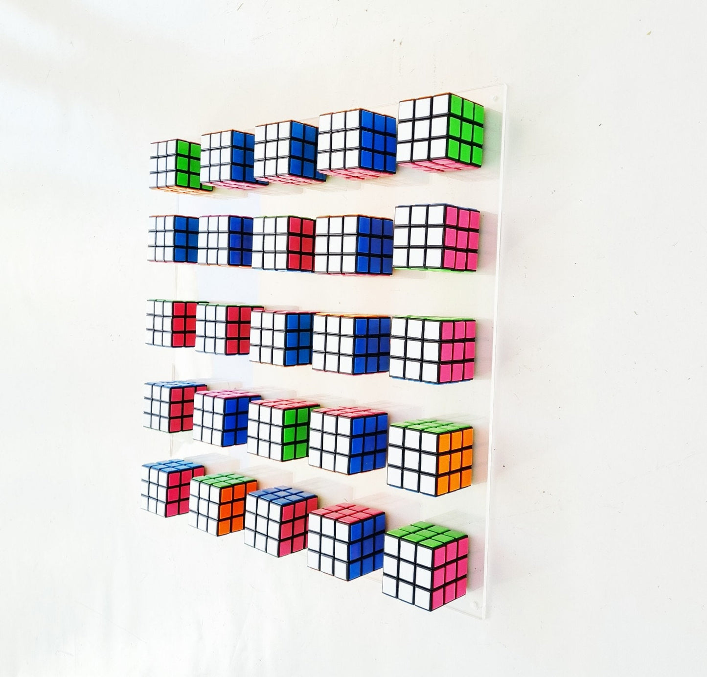 Original retro vintage white toy Rubik cube art piece. 80s nostalgia puzzle picture. Magic cube puzzle wall piece. Cube art. 3D art©