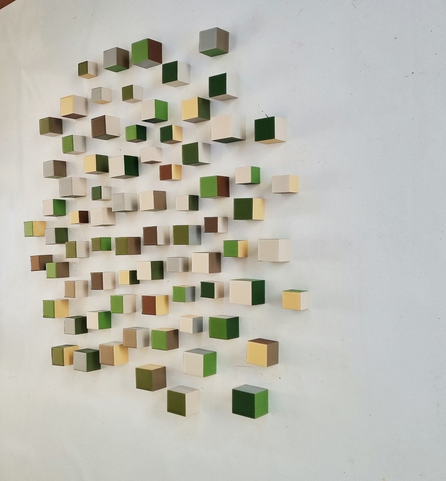 SET of hand painted colored wooden cubes with high quality,shiny epoxy resin front face.Choose the number of Self install wall art blocks ©