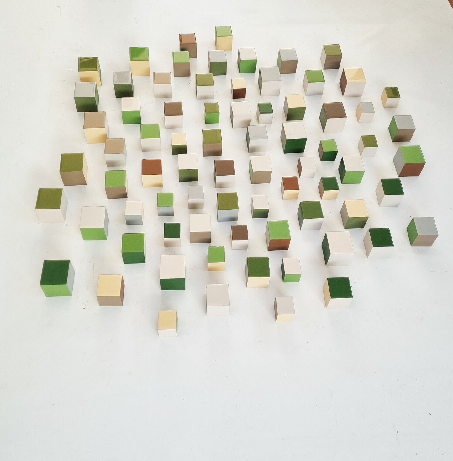 SET of hand painted colored wooden cubes with high quality,shiny epoxy resin front face.Choose the number of Self install wall art blocks ©