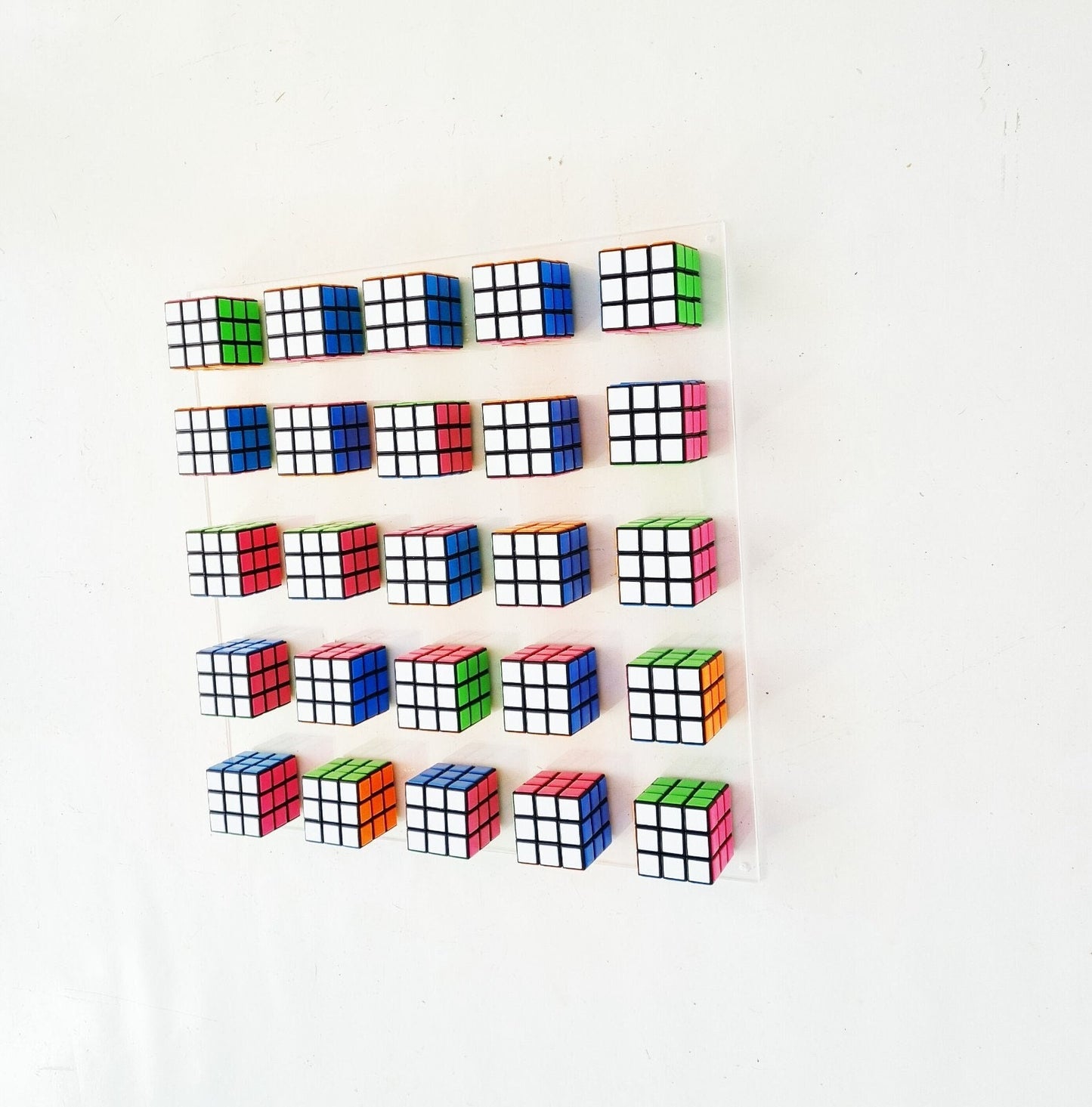 Original retro vintage white toy Rubik cube art piece. 80s nostalgia puzzle picture. Magic cube puzzle wall piece. Cube art. 3D art©