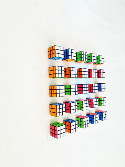 Original retro vintage white toy Rubik cube art piece. 80s nostalgia puzzle picture. Magic cube puzzle wall piece. Cube art. 3D art©