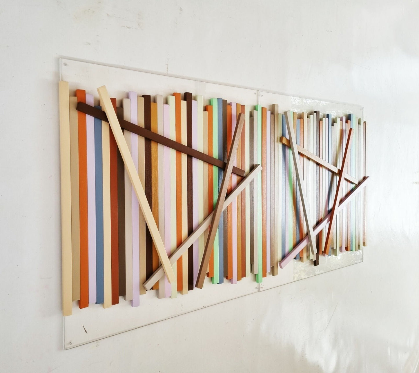 Wood wall art. Hand painted wood slats in natural colors. Wall sculpture, 3d Art.It can be hung vertically or horizontally©