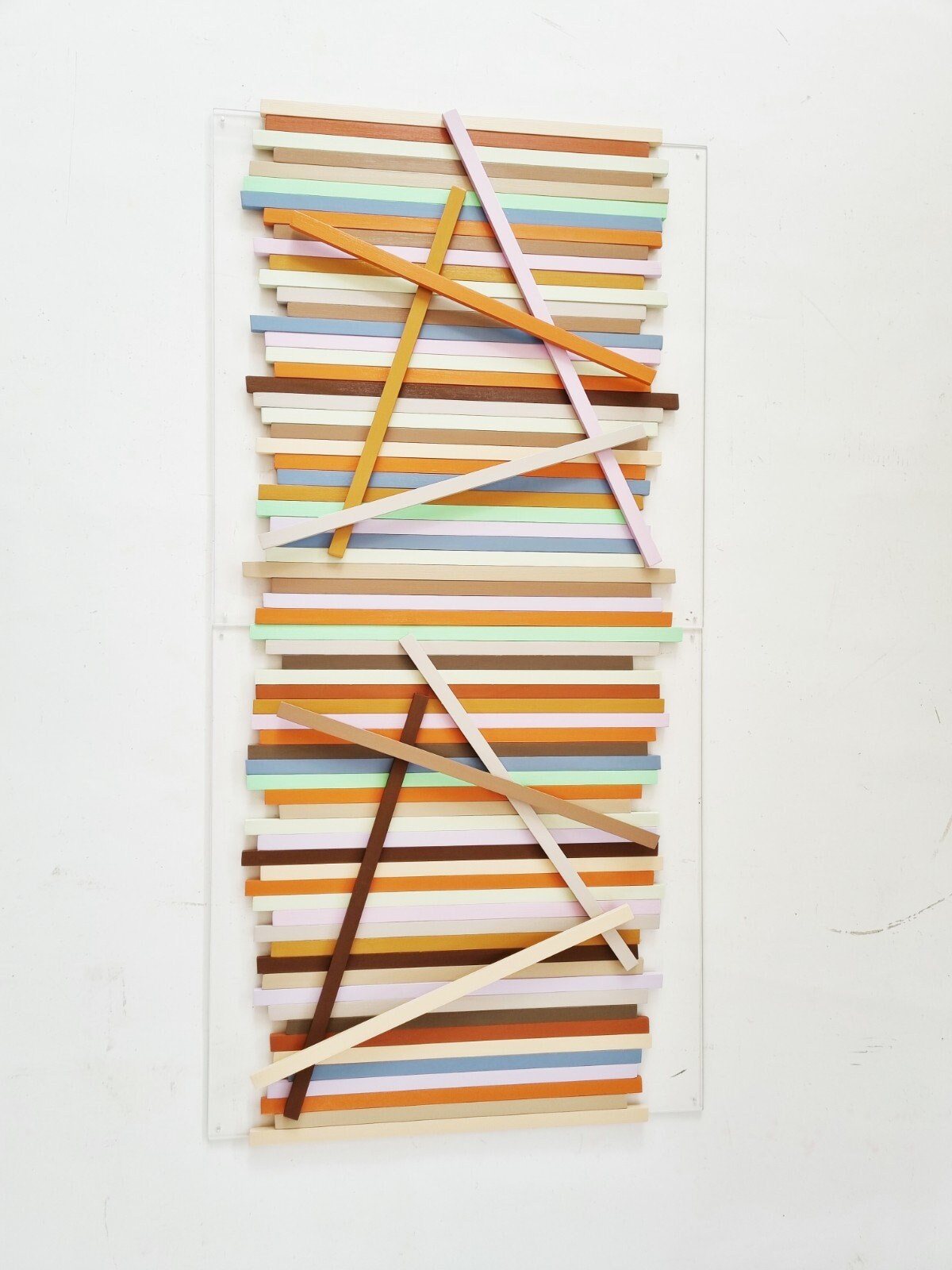 Wood wall art. Hand painted wood slats in natural colors. Wall sculpture, 3d Art.It can be hung vertically or horizontally©