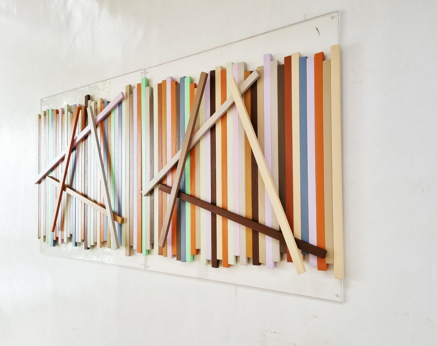 Wood wall art. Hand painted wood slats in natural colors. Wall sculpture, 3d Art.It can be hung vertically or horizontally©