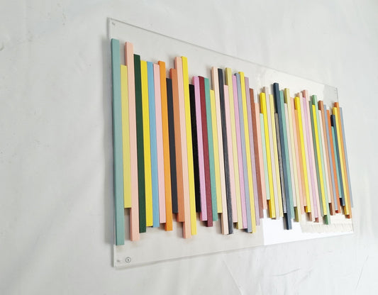 Wood wall art, 3d art, Hand painted wood slats, It can be hung vertically or horizontally, large wall sculpture ©