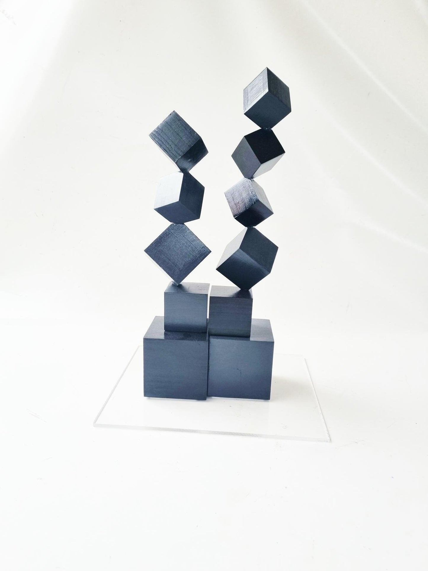 Black wood Desktop sculpture. Flat Base. 3d block art. Perfect For modern decoration, office desks, tables, niche. 3d minimal art. Woodart ©