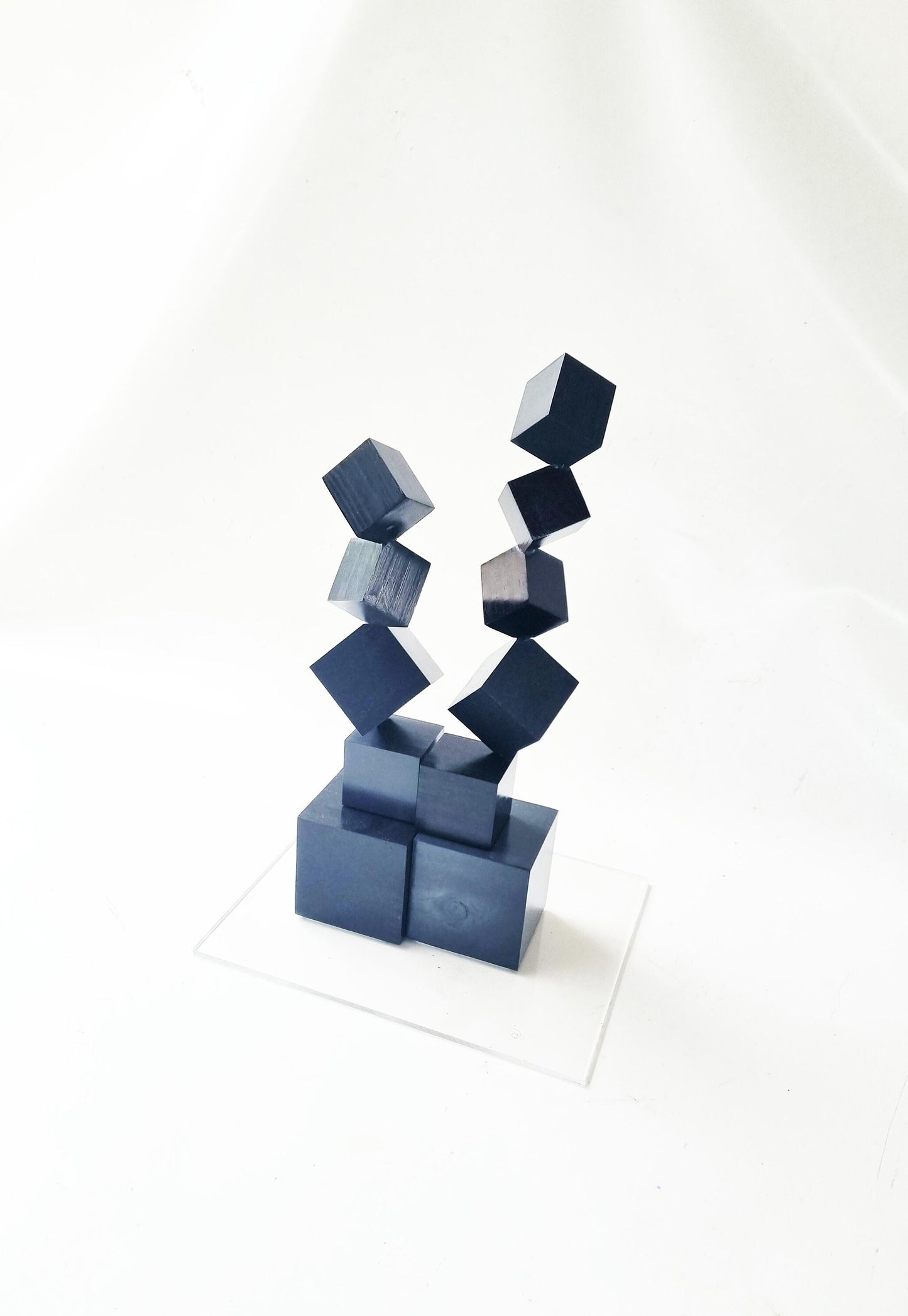 Black wood Desktop sculpture. Flat Base. 3d block art. Perfect For modern decoration, office desks, tables, niche. 3d minimal art. Woodart ©