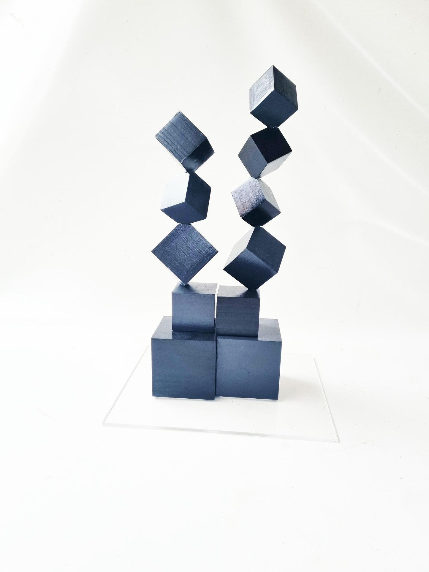 Black wood Desktop sculpture. Flat Base. 3d block art. Perfect For modern decoration, office desks, tables, niche. 3d minimal art. Woodart ©