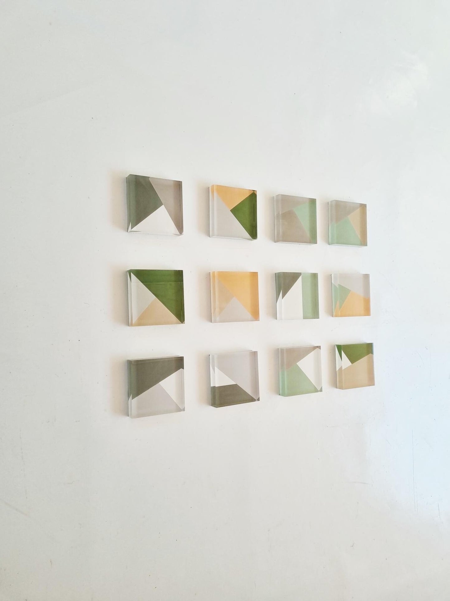 Hand painted transparent acrylic tiles. Each block is a small work of art. You can choose the number of tiles and colors.